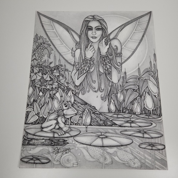 VTG Dan Thompson Fine Arts Advanced Adult Coloring Pages 7 Fantasy Dragon Fairy - Picture 7 of 9